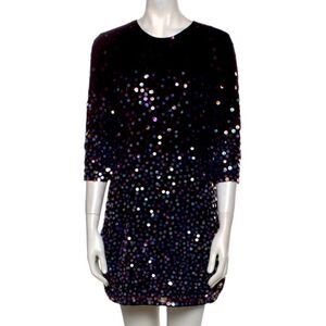 PARKER Black Shift Dress with Beads & Sequins